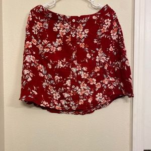 Red floral skirt